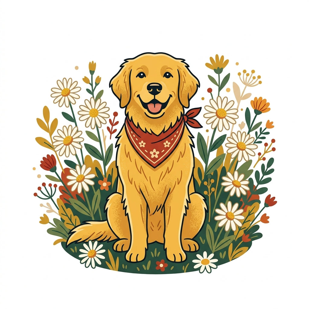 Best Dog Mom T-Shirt — Golden Retriever Floral Design