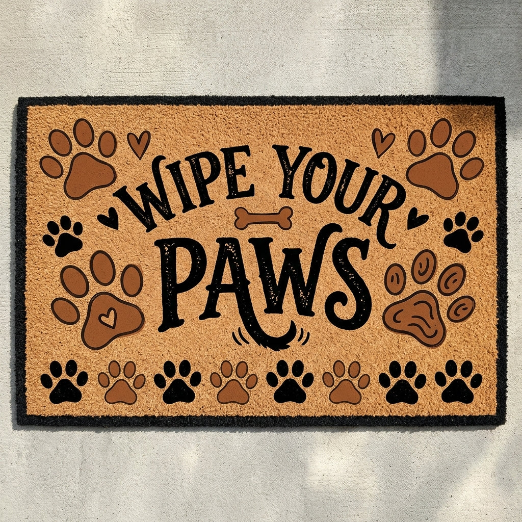"Wipe Your Paws" Doormat — Dog Paw Design