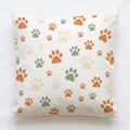 Paw Print Throw Pillow Cover — Warm Tones