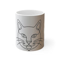 Minimalist Cat Face Line Art Mug