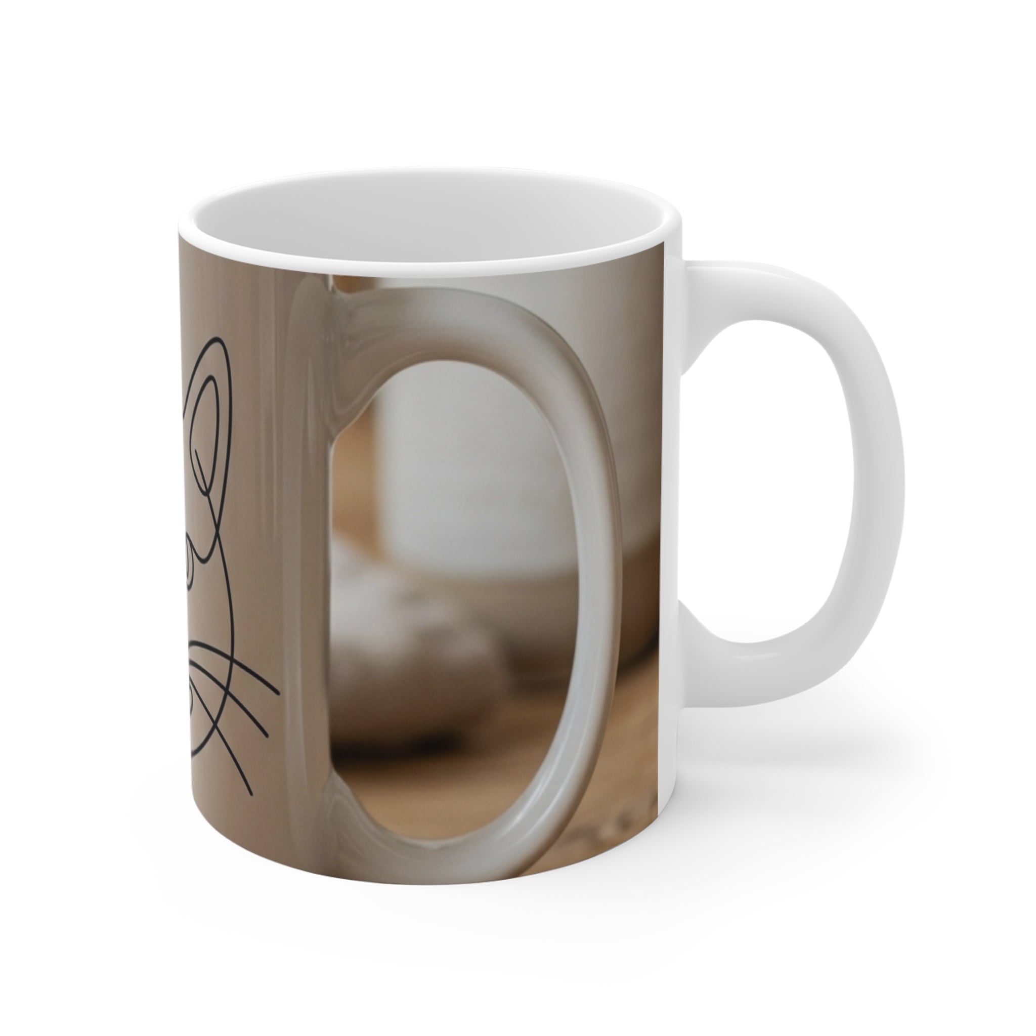 Minimalist Cat Face Line Art Mug